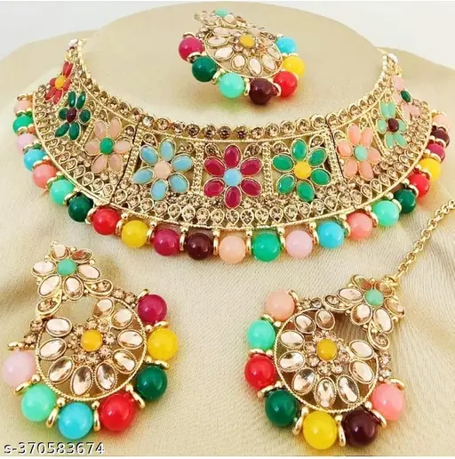 Multi-coloured Kundan bridal set