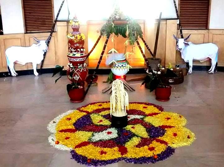 Pongal-themed centerpiece