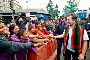 PTI Photo : Congress leader Rahul Gandhi greets supporters during the 'Bharat Jodo Nyay Yatra', in Kohima, Nagaland