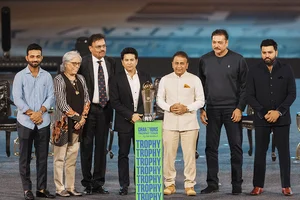 |  Photo: PTI/Kunal Patil : Wankhede Stadium At 50: ICC Champions Trophy during the 50th anniversary celebration 