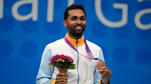 File/AP : HS Prannoy won the bronze medal at the Hangzhou Asian Games in 2023.