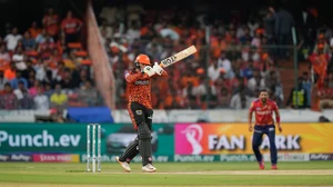 AP Photo/Mahesh Kumar A. : Sunrisers Hyderabad's Abhishek Sharma plays a shot during the Indian Premier League cricket match between Sunrisers Hyderabad and Punjab Kings in Hyderabad.