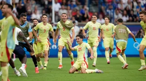 AP : Spain celebrate after scoring against France in Olympic final