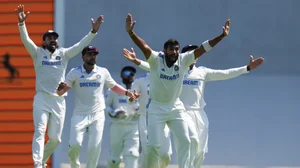 AP Photo/Mark Baker : India's Jasprit Bumrah appeals successfully for the wicket of Australia's Marnus Labuschagne during play on the second day of the fifth cricket test between India and Australia at the Sydney Cricket Ground, in Sydney.