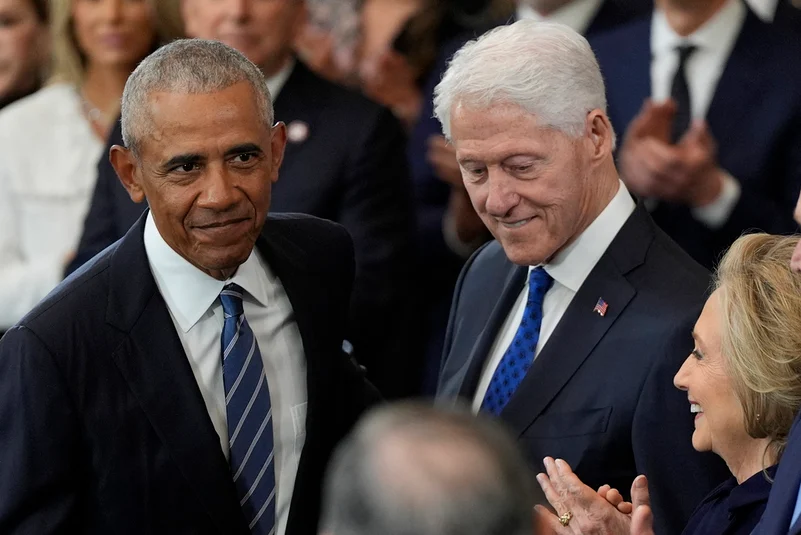 Former presidents Barack Obama and Bill Clinton