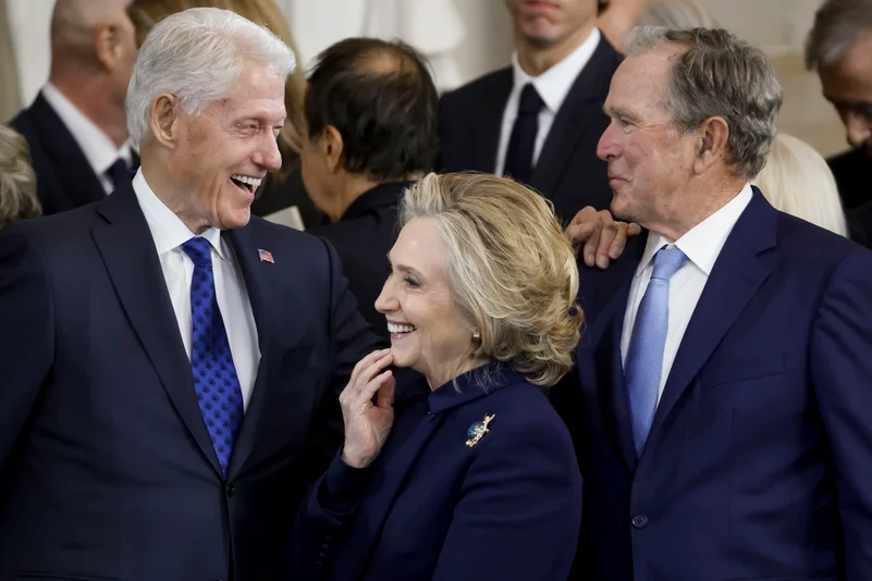 Former Presidents Bill Clinton and George W Bush and  Former First Lady and SOS Hillary Clinton