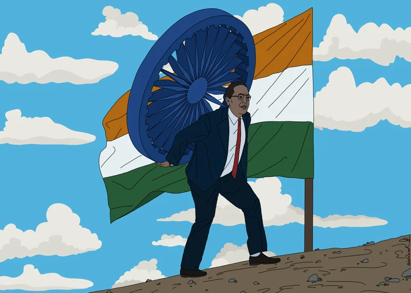 Dr Ambedkar carrying Ashok Chakra