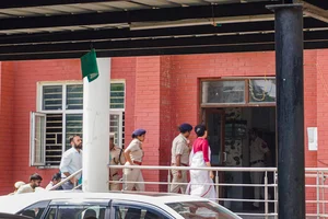 | Photo: PTI : Delhi Chief Minister Atishi Singh at Bawana police station where Sonam Wangchuk was detained.