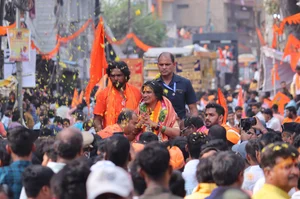 X : BJP leader Kompella Madhavi Latha during poll campaign |