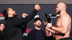 X/ufc : Marcin Tybura (right) with Tai Tuivasa before their big fight in Las Vegas.