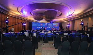 Photo: X/Hockey India League : The venue for Hockey India League's player auction in New Delhi.