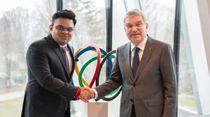 X/ICC : International Cricket Council (ICC) chairman Jay Shah with International Olympic Committee (IOC) president Thomas Bach.