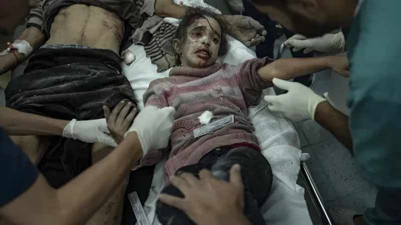 An injured child at a Gaza hospital.