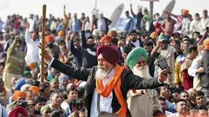 A photograph from the farmers' protests against Centre's farm laws