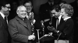 Foes-turned-friends Mikhail Gorbachev and Margaret Thatcher during the Cold War era