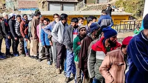 voters standing in a queue outside polling booth in J-K (Representational image)