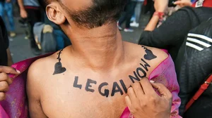 An LGBT community member at Qeer Pride Parade in Delhi