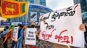 Angry middle class: A protest in Colombo