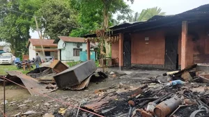 Bulldozed houses in Nagaon, Assam