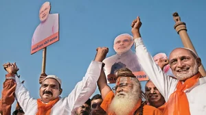 Muslim supporters of the BJP during an election rally in Gujarat 