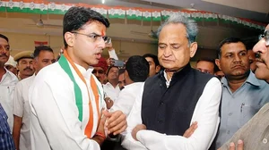 Rajasthan Chief Minister Ashok Gehlot (R) with Sachin Pilot