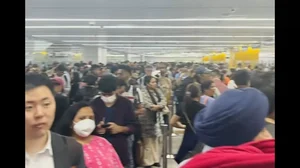 Long queues at the immigration counter at Delhi's IGI airport