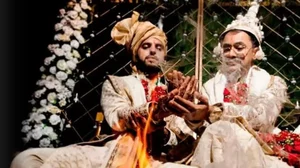 Abhishek and Chaitanya at their social wedding. 