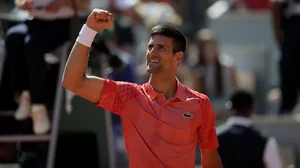 Djokovic celebrates his win over Juan Pablo Varillas on Sunday.