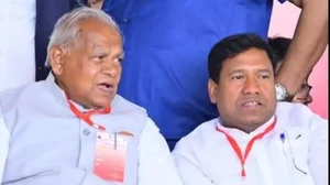 Santosh Suman with his father and former Bihar CM Jitan Manjhi