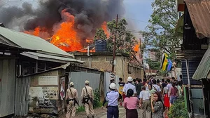 Two houses burnt in ongoing ethnic violence in Manipur. 