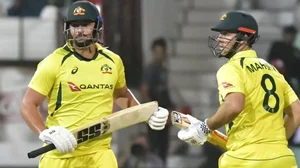 Mitchell Marsh (right) and Tim David scored half-centuries for Australia.