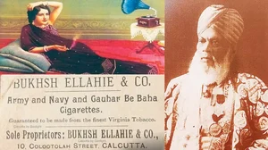 Making History: (Left) Promotion board; (Right Portrait of Haji Bukhsh Ellahie