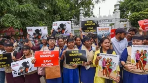 Protest over Manipur violence Photo: PTI