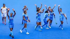 Indian National Women's Hockey Team after securing bronze medal on Saturday.