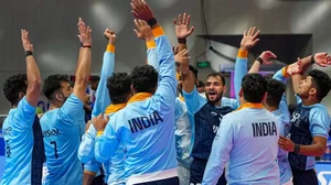 Indian Men's Kabaddi Team celebrating after winning Gold medal in Asian Games 2023 at Hangzhou.