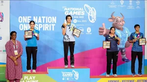 Anupama Udadhyaya at the podium after winning Gold medal in Badminton women's singles