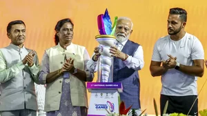 PM Narendra Modi (2nd from right) inaugurates the National Games 2023 in Fatorda, Goa. 