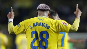 Julian Araujo celebrates his goal against Getafe during La Liga 2023-24 football match