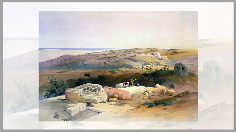 'A view of Gaza', a lithograph by Scottish painter David Roberts  - null