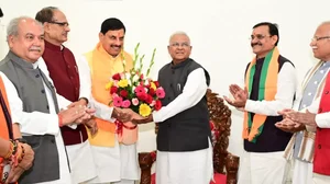 File Photo : Madhya Pradesh Chief Minister Mohan Yadav along with other BJP leaders meet MP Governor Mangubhai C. Patel |