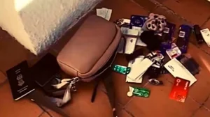 Screengrab from a video posted by woman international master Mounika Akshaya, showing her handbag and her passport dumped in the balcony of her apartment in Sitges, Spain.