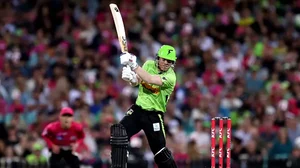 X|BBL :  David Warner in action for Sydney Thunder in the Big Bash League.