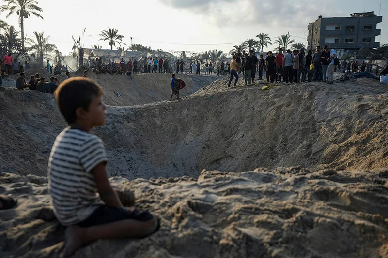 Destruction at a tent camp in Muwasi, Gaza Strip.