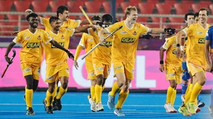 Photo: Hockey India League : Tamil Nadu Dragons celebrate their shootout win over Kalinga Lancers at the Hockey India League 2024-25 in Rourkela.