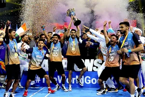 | Photo: PTI : Kho Kho World Cup 2025: Indian men's team celebrates with the trophy