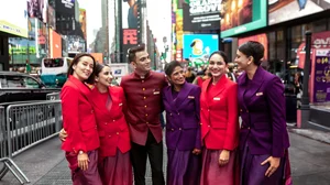 Air India : Air India's cabin crew at Times Square New York