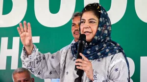 PTI : PDP President Mehbooba Mufti speaks during a public meeting for Jammu & Kashmir Assembly elections, at RS Pura in Jammu district, Wednesday, Sept. 25, 2024. 