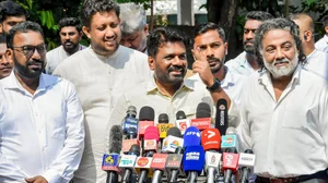 PTI : Sri Lanka's President Anura Kumara Dissanayake addresses after casting his vote for the country's parliamentary election.