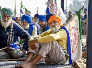 Shiva Sharma/PTI : Protesting farmers at Shambhu border