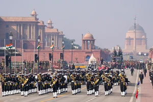 | Photo: PTI/Ravi Choudhary : R-Day parade rehearsal